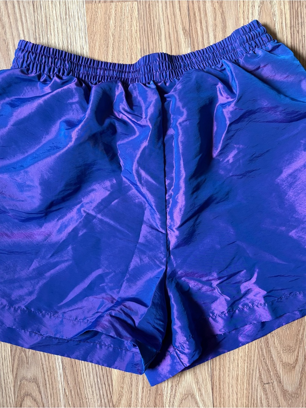 Women's Shiny Purple Athletic Shorts with Elastic Waist